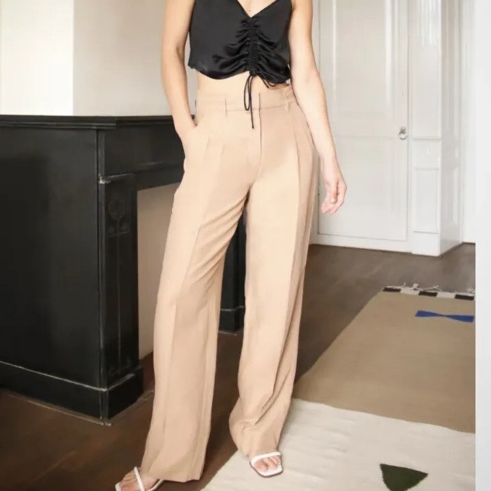 Wilfred Wide Leg High-Rise Pants in Beige